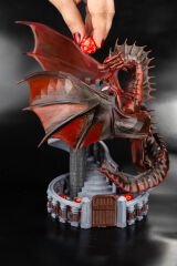 Kırmızı Dragon Figürlü Merdiven FRP Zar Kulesi ( Zar Seti Hediyeli )