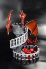 Kırmızı Dragon Figürlü Merdiven FRP Zar Kulesi ( Zar Seti Hediyeli )